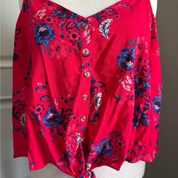 Torrid Tops - Torrid Vivid Red Floral Blouse